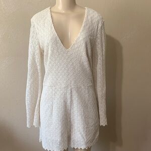16. H&M size 12 Cream Crochet Lace Romper Back Zipper Lined, NWT